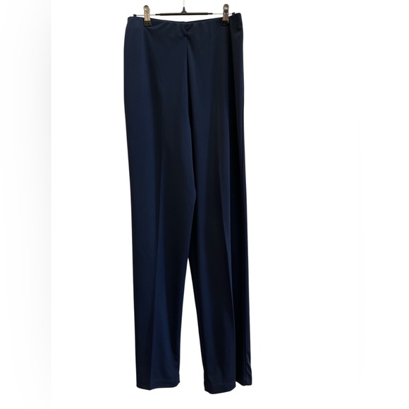 Jacqueline Ferrar Navy Pull-On Wide Leg Dress Pants High Rise Elastic Waist MT - Picture 2 of 4